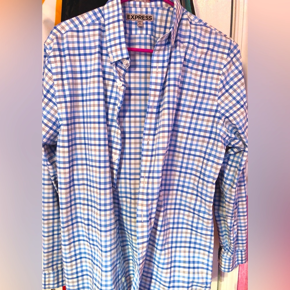 Express Blue Buttondown Shirt (Fitted)